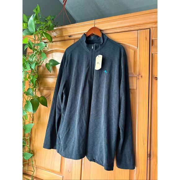 Tommy Bahama TENCEL™ Modal Quarter-Zip Pullover – Black , XXL NWT - Picture 2 of 10